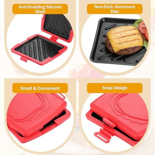 Microwave Sandwich Maker, Red Micro Toastie Maker with Removable Aluminium Grill & Silicone Shell 16 x 16cm, Microwave Grill for Cheese Sandwich Toastie by Starvortex - Used condition - Image 3