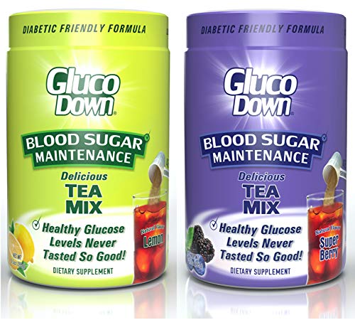 2-Pack, GlucoDown Diabetic Friendly Beverage, Maintain Healthy Blood Sugar (1-Lemon Tea, 1-Super Berry Tea)