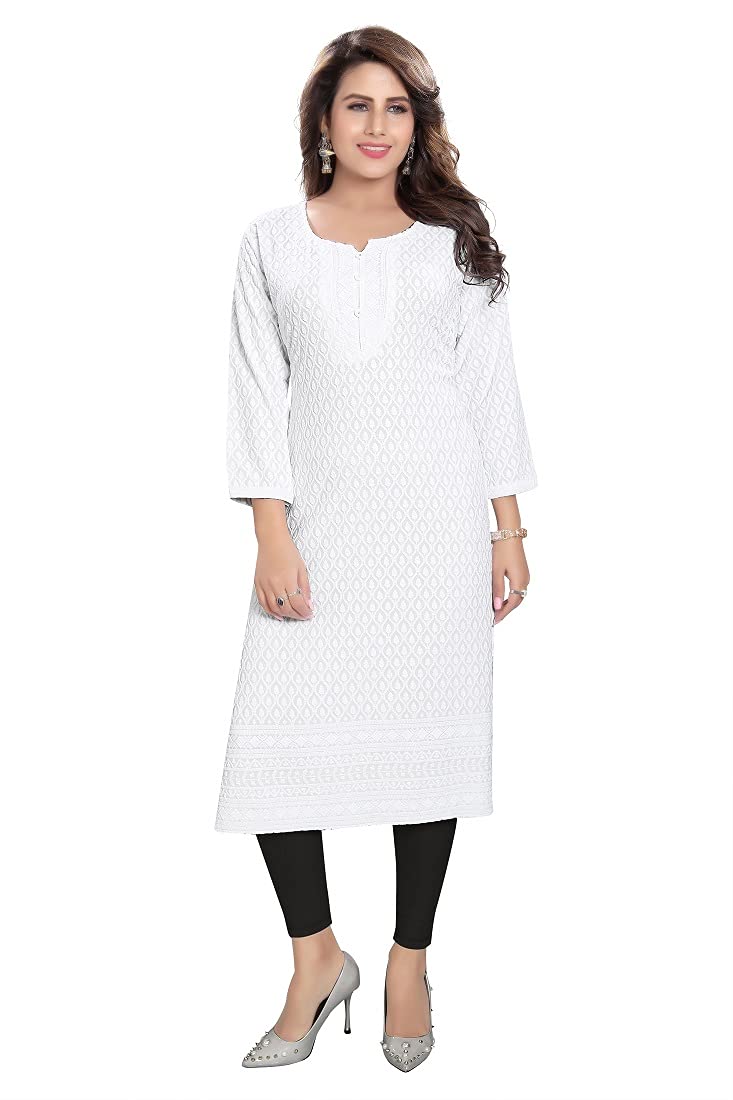 DARIKA Chikankari Kurti for Women of Cotton in Plus Size & Small Size.