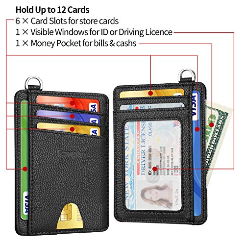 Image of Slim Credit Card Holder, 2 Pack RFID Blocking Wallets for Men & Women(Litchi Black & Ocean Blue)