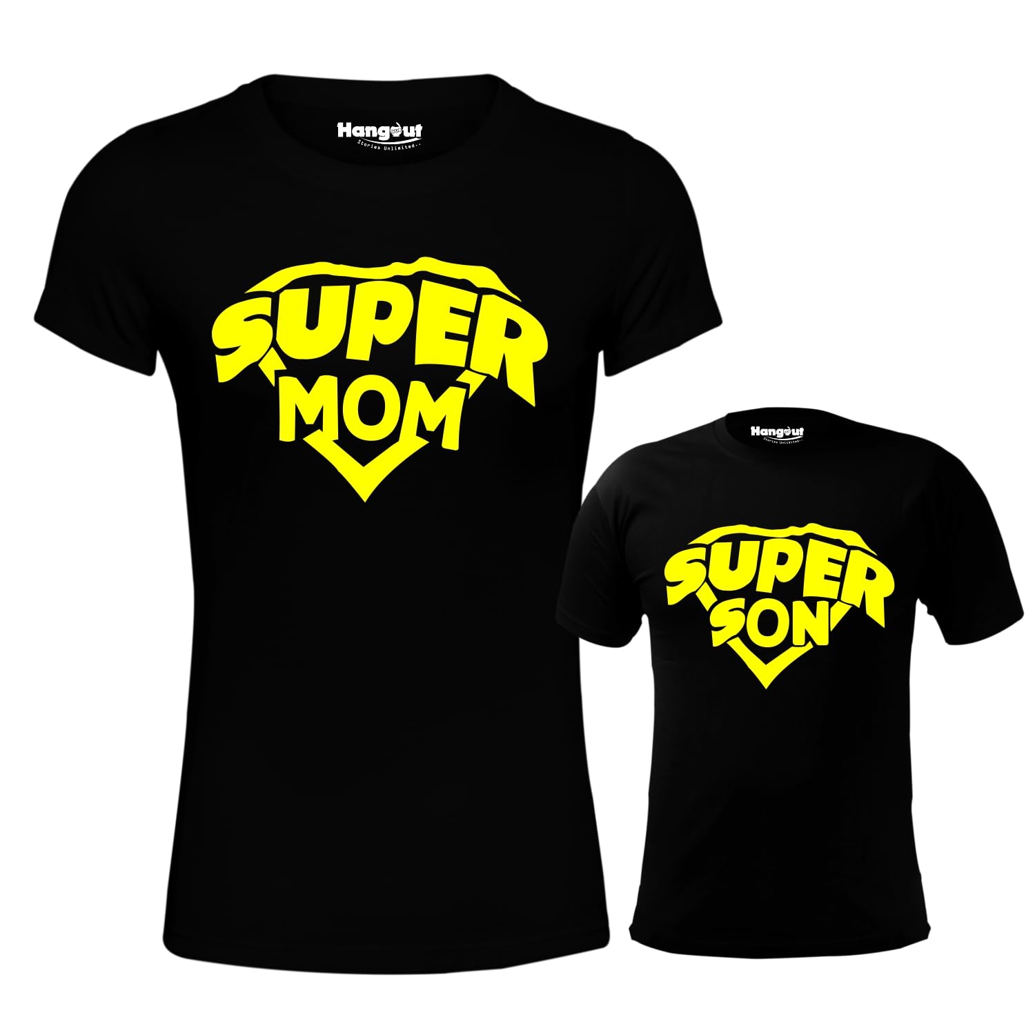 Hangout HubFamily Mom Son- Women's & Boy's Cotton Printed Regular Fit T-Shirts (Pack of 2) Vacation Mode| Super Mom Son Matching Twinning Tees
