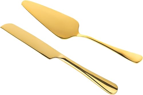 Juego de 2 cuchillos para tartas de boda, juego de corte de pastel de acero inoxidable, juego de cuchillos para pastel de boda y servidor para boda,