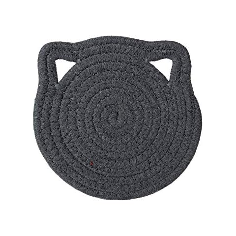 FUN LAVIE Hot Pads Trivits for Table Cat Shape Thread Weave Thick Potholders Set for Cooking Diameter 7.1 Inches Cover