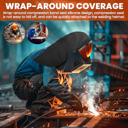 Welding Helmet Cover,2Pcs Welding Helmet Cover and Helmet Bib Set, Full Protection Welding Hood Welding Accessories with Press Fit Seal Fits Most Welding Helmets - Image 8