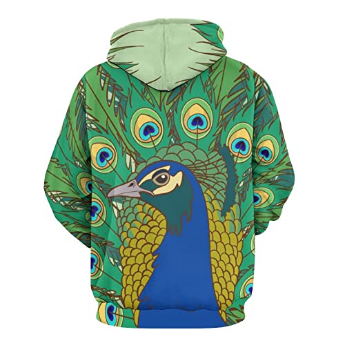 Sweat à Capuche UMENG Vert Paon Unisexe | Solution Contre le Froid S - 3