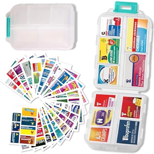 iouwei Pill Organizer With Medicine Labels - 7 Day Travel Daily C...