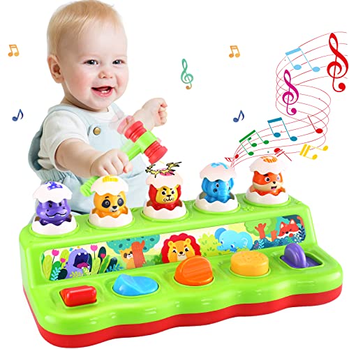 Yerloa Giochi Bambini 1 Anno Montessori – Gioco Pop-Up Educativo con Animali Suoni Luci Musica – Sviluppo Sensoriale Abilità Motorie – Regalo Compleanno Natale Bambina Bambino 1 2 3 Anni