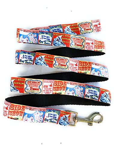 Circus Ring Dog pet cat Leash Black Beatty Side Show Clown Vintage Print Nylon