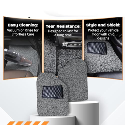 Image of CARNEST Premium Grass PVC Mats, 12mm Thickness, 100% Waterproof and Dustproof Car Floor Foot Mats, Universal Fit in All Cars, Complete Set of 5 Piece Compatible for (Wagon R 2010-2018-GREY)