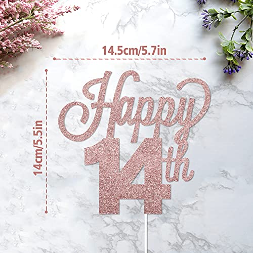 Lingteer Happy 14Th Birthday Cake Topper - Cheers To 14Th Birthday Fourteen Years Old Birthday Party Cake Decorations Sign. #TOP2