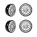 4Pcs Vgoohobby Hard Plastic RC Car Drift Tires Wheel Rim with 2Pcs 5mm Metal Hub Hex Adapter Coupling Compatible with WPL D12 1/10 RC Car (Silver)
