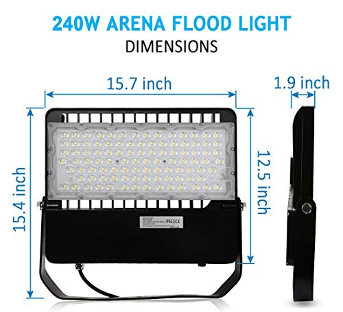 LEDMO LED Stadium Flood Lights Outdoor 1500W Equivalent 36000LM Super Bright LED LED Arena Lights 100-277V IP65 Waterproof 5000K Daylight White 240W Commercial Lighting for Sports Fields and Counts