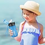 GOPPUS 350ml/12oz Kids Water Bottle With Straw Tritan Drinks Bottle with Strap Small Toddler Juice Bottles with Flip Top Lid Leakproof Children's Bottles with Time Marking Spillproof BPA free Girl Boy - Image 6