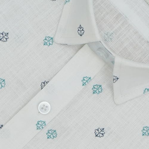 Image of GHPC Cotton Linen Printed Half Sleeves Regular Fit Formal Shirt for Men