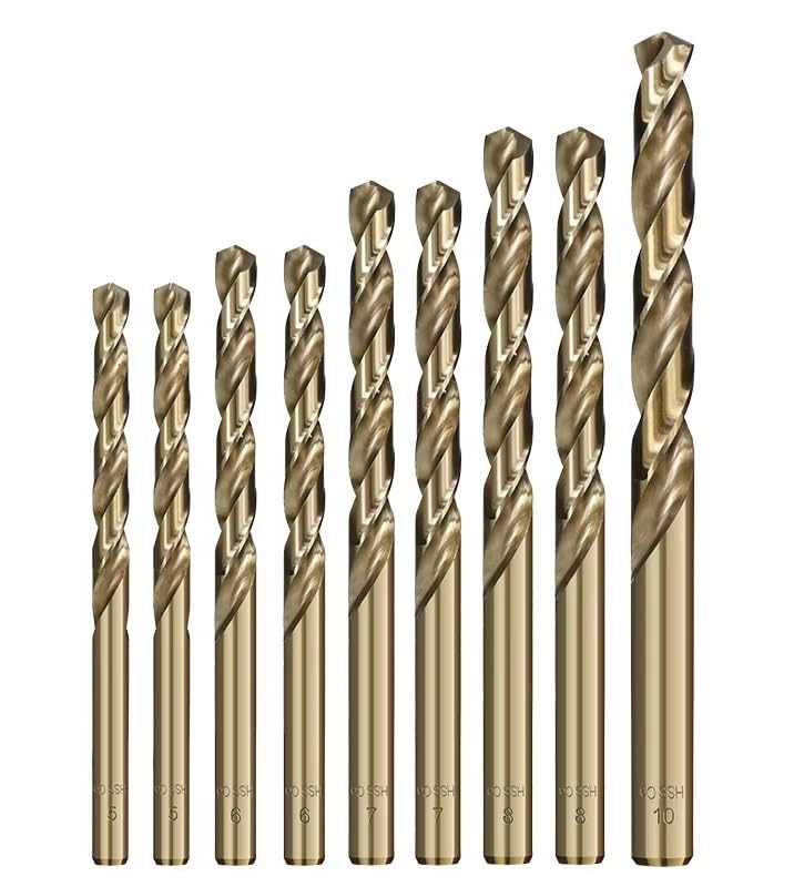 10 Uds. Juego De Puntas De Taladro En Espiral Recubiertas De 1,0-13mm Pistola HSS M35 for Herramientas Eléctricas Cortadoras De Agujeros De Madera/Metal(9.0mm)
