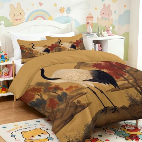 Housse de couette grue 140x200 en microfibre anti-plis pour lit simple marron - 4