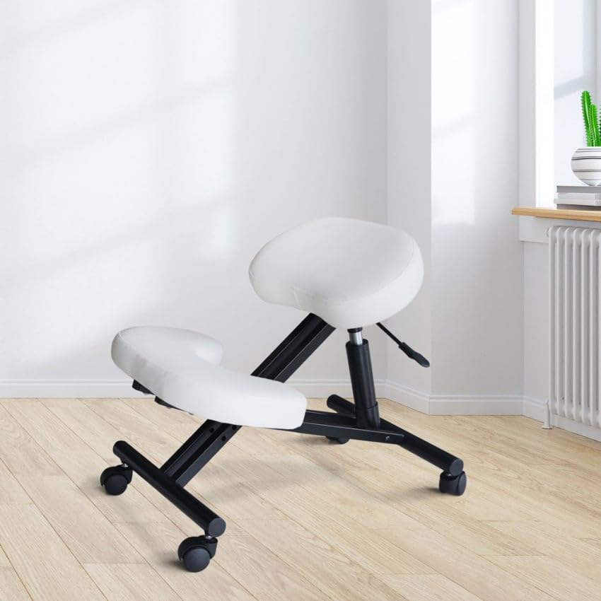 Produce Shop Chaise de Bureau Ergonomique siège Assis-Genoux Similicuir Balancesteel - Blanc