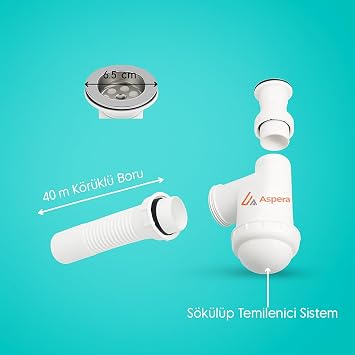 Bellows Siphon for Washing Machine Expense, Anti-Scent Stone, Sink Connection