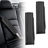 ABOTHGD 2PCS Universal Car Safety Belt Cover Pad, Breathable Leather Shoulder Strap Protector for Comfort and Safety, Car Accessories Interior Decor for SUV, Truck (Black)