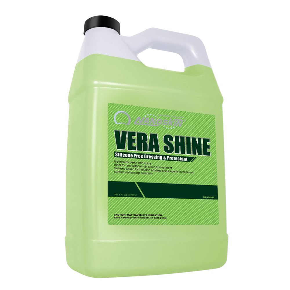 Vera Shine Silicone-Free Dressing & Protectant 1 Gallon – Solvent-Based High Gloss, Body Shop Safe Tire & Trim Dressing, VOC Compliant, Fast Dry, Long-Lasting Vinyl Plastic Rubber Shine