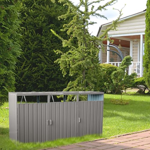 Bolgto TRASH CANS Galvanized Steel Outdoor Storage Trash Cans Yard Waste Container Cover cover