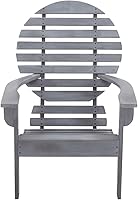Vista 3 de Gray Solid Acacia Wood Adirondack Chair, Outdoor Patio Garden Lounge Seating, Weathered Finish, 37.8x27.2x35.0 in, Comfortable Lawn Chair for Deck