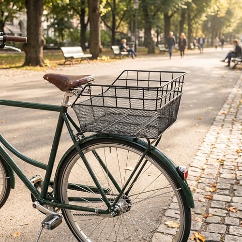 Fahrradkorb XXL Schultaschenkorb schwarz Einkaufskorb Gepäckträgerkorb 45x29,5x21 cm – Ansicht 3