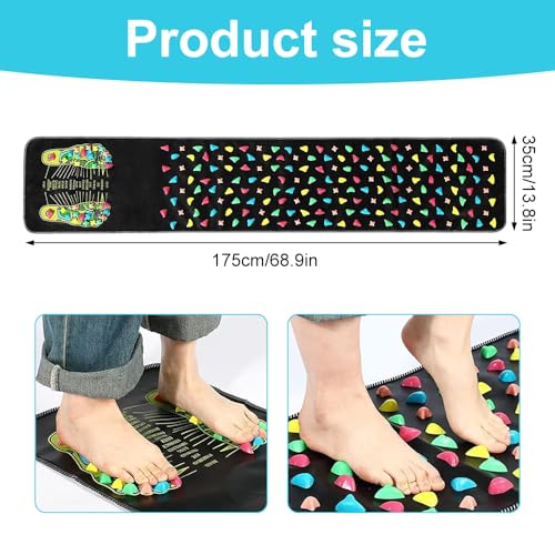 LUFEIS Foot Massage Mat, Acupressure Mat, Reflexology Mat, Foot Massage Acupoint Mat, Imitation Cobblestone Acupuncture Mat for Relieves Body Foot Leg Pain and Fatigue (175 x 35cm) - Image 3