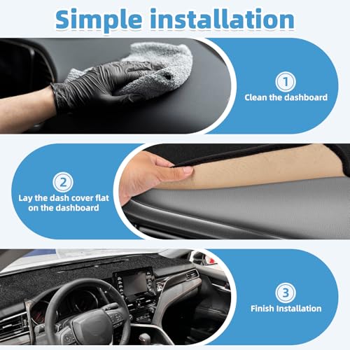 Image of Dash Cover Mat Compatible with Toyota Camry 2018-2024 Non-Slip Dashboard Cover Mat Sunshade UV Rays Protector Interior Accessories