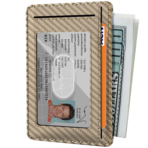 Image of Travelambo Slim Minimalist Wallet for Men, RFID Blocking Credit Card Holder, Front Pocket ID Card Case, Gifts for Men, Husband, Boyfriend, Teenage