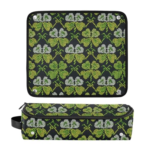 Estuche de viaje negro con diseño de trébol para herramientas de cabello, organizador para plancha, rizador, secador y más, resistente al calor, diseño 2 en 1 miniatura 3