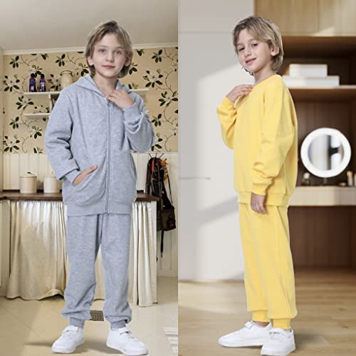 Unacoo Girls&Boys Sweat Pant With Pockets Elastic Waist Sweatpants Brushed Fleece Casual Joggers Pants For Kids Athletic Pants For Toddler Boys And Girls (Yellow, S(5-6 Years)) #TOP1