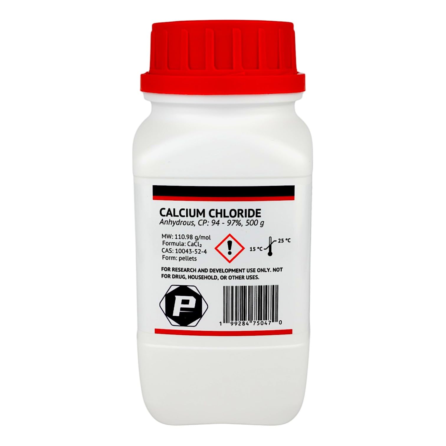 Calcium Chloride (CaCl2), Anhydrous Pellets - 500 g Bottle | High-Purity, Fast-Acting Desiccant for Moisture Absorption, Dehumidifying, Ice Melting, and Laboratory Use