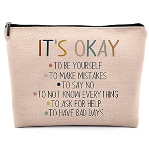 Dwept It is Okay to Be Your self Psychological Well being Make-up Beauty Bag,Motivational Self Care Linen Make-up Journey Toiletry Bag, Boho Inspirational Artwork Beauty Bag Items For Teen Ladies Teenagers Counselor