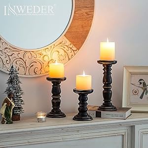 Woodcandleholdersforpillarcandlessolidfarmhousecandleholderssetof3tallcandleholderstableblackcandleholderforhomedecorfireplaceeventblack Urban Country Home Decor Wood candle holders for pillar candles solid farmhouse candle holders set of 3 tall candle holder stable black candle holder for home decor fireplace event black urban country home decor