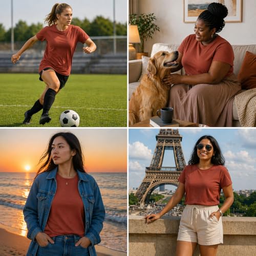 Image of Women's 100% Cotton T Shirt - Crew Neck, Short Sleeve, Regular Fit | Soft Breathable Fabric | Premium Everyday Basic Comfort Fit Tee for Casual