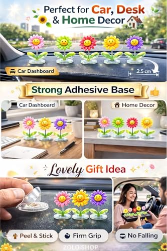 Image of Miniature Set for Home Decor, Deepawali Gift, Living Room, Figurines, Cake Decoration Items - Resin Car Dashboard Items (Multicolor) ((Flower Miniature Set of 5))