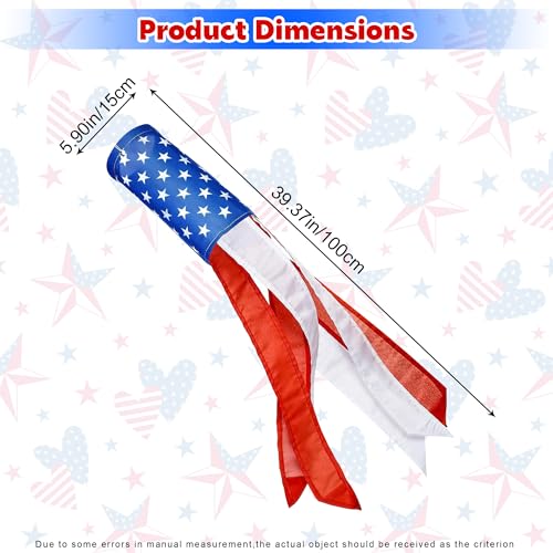 American Flag Windsock,39 Inch/100cm Stars & Stripes USA Patriotic Decorations Embroidered Stars - Fade Resistant Wind Sock for 4th of July Decorations Outdoor Yard Hanging Decor