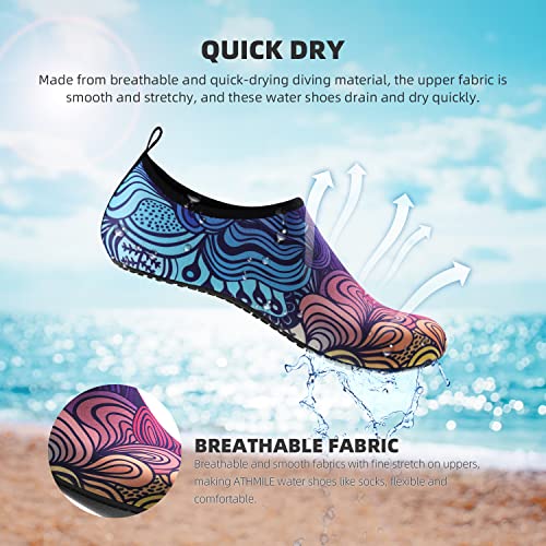 image for ATHMILE Water Shoes for Women Men Quick-Dry Aqua Socks Swim Beach Bare