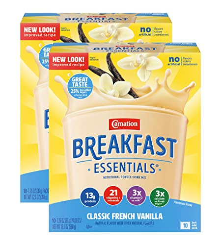 Carnation Breakfast Essentials Complete Nutritional Drink, Classic French Vanilla, 10-1.26 Oz Packets Per Box (Pack Of 2) #TOP16