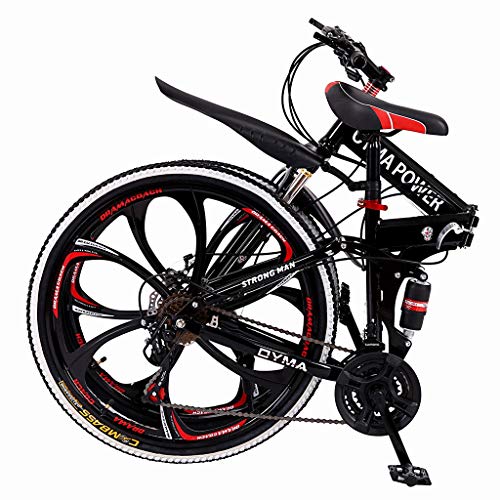 Outroad Mountain Bike 21 Speed 6 Spoke 26 in Shining SYS Double Disc Brake Bicycle Folding Bike for Adult Teens (Ship from US) (Red)