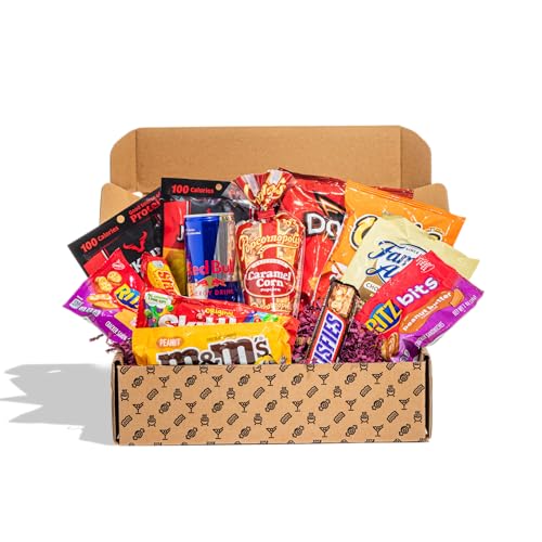 College Care Package BroBox for Guys | Great for Camp, Get Well, College Students, Teens, Boys | Featuring all the things Guys Love - Cookies, Candy, Chips, Popcorn, Meat, Nuts, Protein, and Snacks