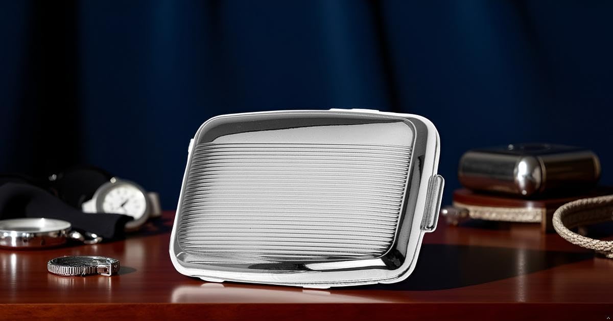 Pillbox 2 Compartments Thread Pattern 4.5 x 6.5 x 1.5 cm Silver-Plated