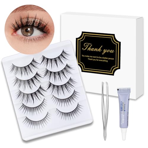 False eyelashes look very natural and long Includes 5 pairs of eyelashes 1 Lash cluster 1 Pack Strip eyelash adhesive Lashes reusable strip Easy to apply Glue On
