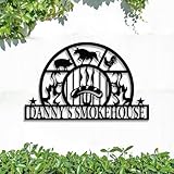 Letrero de metal con nombre personalizado para barbacoa, letrero de camping...