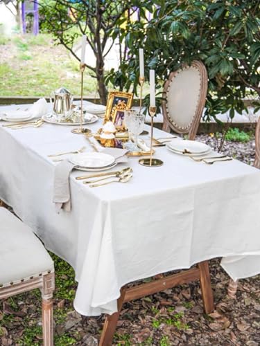 BUYSK Off White Tablecloth, 100% Cotton Fabric Table Cloth for Festival Picnic Wedding Party and DIY Dye Project