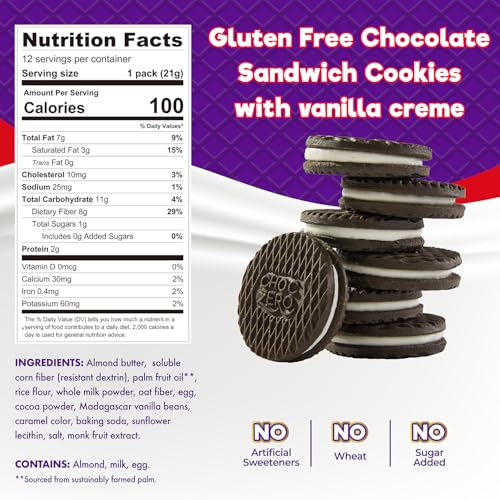 ChocZero Keto Chocolate Sandwich Cookies with Creme - Low Sugar Gluten Free Dunkies (1 Box, 9oz) - Thumbnail 3