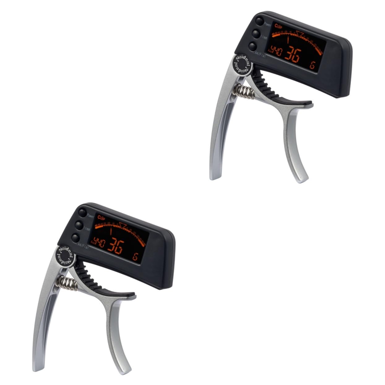 2piezas Sintonizador Digital y Para Guitarra Ukelele Clip Pantalla Lcd y Diseño Elegante Plata