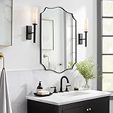 ANDY STAR Black Bathroom Vanity Mirror, 22x30 Irregular Wall Mirror, Scalloped Wall Mirror in Stainless Steel Metal Frame, Asymmetrical Mirror for Bathroom, Bedroom, Living Room, Mantel