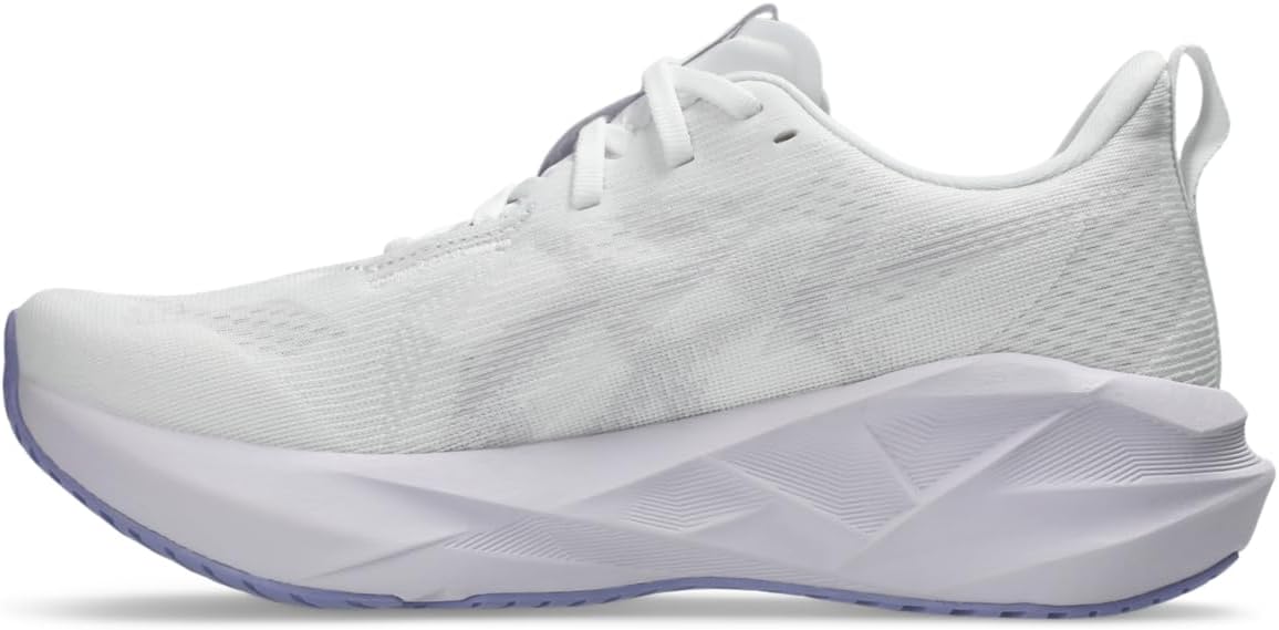 ASICS Women's NOVABLAST 5 Running Shoe, White/Lilac Tip, 9 M US